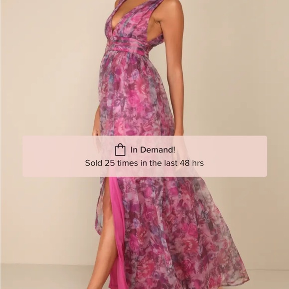 Garden Romance Magenta Floral Maxi Dress- lulus NEW with tags XL - Picture 4 of 4